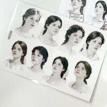 復古黑白女孩 PET 貼紙 (anns note) vintage