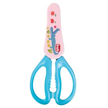 bab 培寶 可拆式寶寶餐食剪 長刃 420不鏽鋼硬度 附收納蓋  食物剪刀  1支  藍色