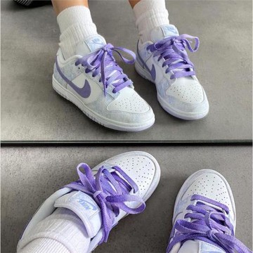 適配nike dunk low purple pulse 白紫漸變潑墨夜光紫色撥色鞋帶