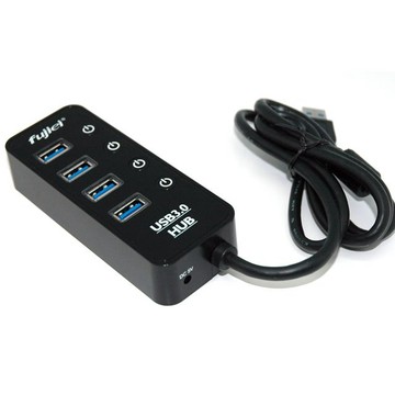 FUJIEI USB3.0 電子式獨立開關4埠HUB/集線器