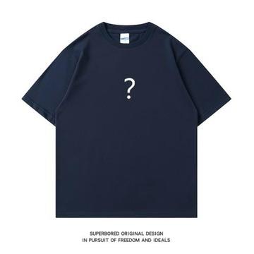 夏季簡約潮牌問號T恤男女短袖寬松百搭原宿BF風簡約學生半袖潮