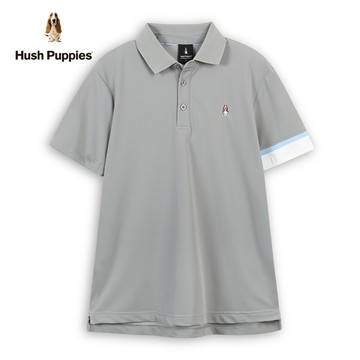 Hush Puppies POLO衫 男裝涼感拼接HP袖刺繡小狗POLO衫