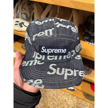 《Urban當天出貨》Supreme FRAYED LOGOS 破壞水洗丹寧 Camp CAP  五片帽滑板 五分割帽