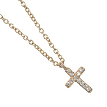 【日本直送】蒂芙尼 Metro Cross Mini 項鍊 K18PG 玫瑰金 鑽石 約 1.75g TIFFANY&Co.【二手】A 級