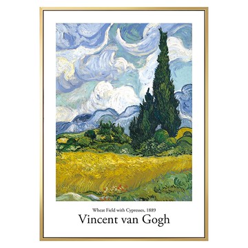 菠蘿選畫所 梵谷 有柏樹的麥田 AVAR3409G  40 x 30cm  金色