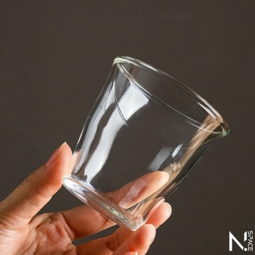 【N.SPACE】水波透明玻璃杯 高硼矽耐熱 人工吹製赤白和光杯 敞口玻璃杯 隔熱防燙  咖啡專用玻璃杯 雙層杯