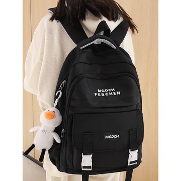 高中生大容量女黑色書包