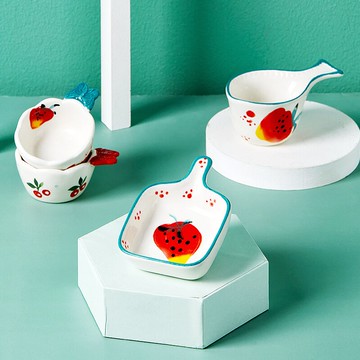 味碟子家用創意日式可愛小號陶瓷小菜碟醬油醬碟圓形餐廳方水果