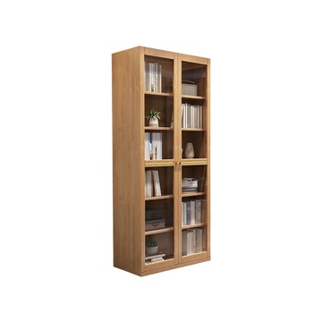 【HappyLife】實木可視兩門書櫃 80公分 Y11987灰