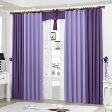 Living zone 高遮光窗簾組 窗簾2片+窗簾繩+窗簾掛鉤+飾鉤 聚酯纖維 韓國產  紫色+深紫色  300 x 225cm