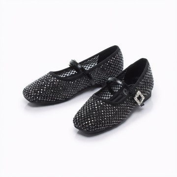 【新品】我的旅行日記 晶透網格平底瑪莉珍鞋 閃耀黑 (5B3198)