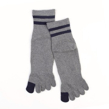 乾爽吸汗五趾長襪-線條 - 灰藍