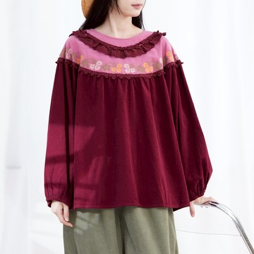 復古燈籠袖燈芯絨上衣451956