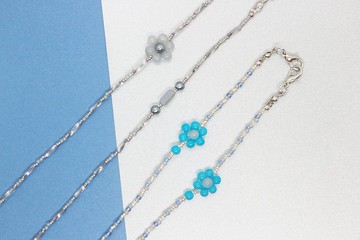 眼鏡鍊、口罩鍊/花語系列 - 湖水藍 / 淺灰