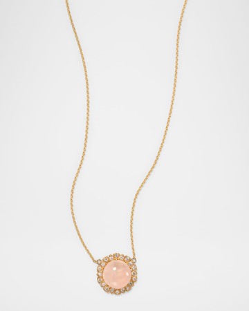 18K Yellow Gold Della Diamond and Rose Quartz Pendant