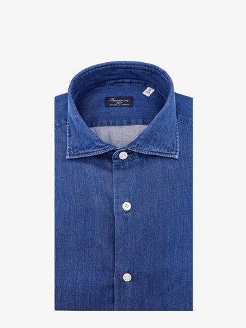 Napoli hand sewn cotton shirt with denim effect - FINAMORE - gender_Man