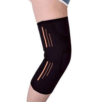 LEADER X 透氣加壓運動壓縮護膝腿套 3D編織技術 防滑不緊束 環形加固  M  黑橘色  1個