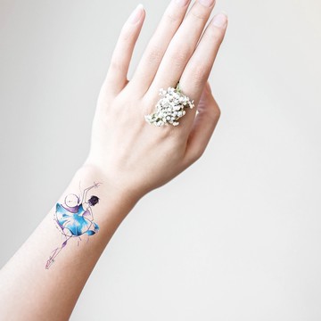 微刺青 藍色芭蕾舞者👑大邱紋身👑【T08Z】新 小清新 假刺青輕紋身 防水 紋身 刺青 貼紙 T08