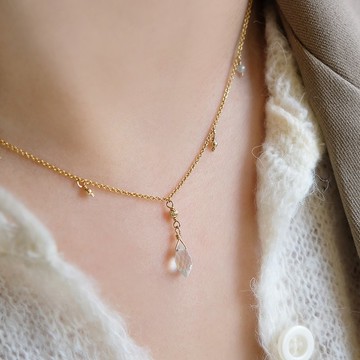 綠洲之眼-14K包金綠紫晶葡萄石項鍊