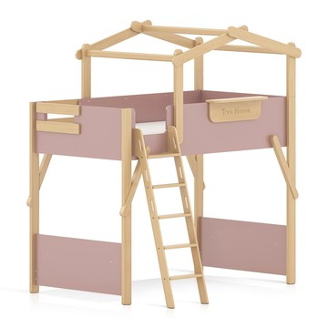 【Boori】澳洲版芙瑞斯加長樹屋掛梯高架床‧幅221cm(櫻桃色)