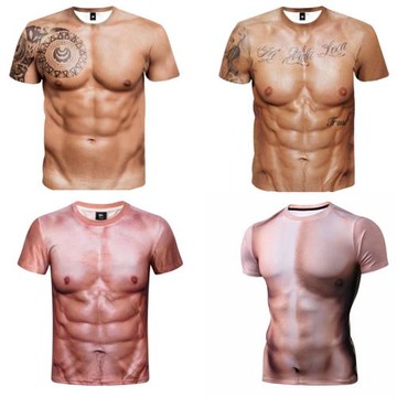 假肌肉腹肌搞笑整蠱T恤年會服裝男cosplay假腹胸肌演唱會表演道具