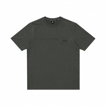 KANGOL 短袖 短T 中性 深灰 胸前小草寫LOGO 拉鍊口袋 袋鼠 棉 男 6225100613