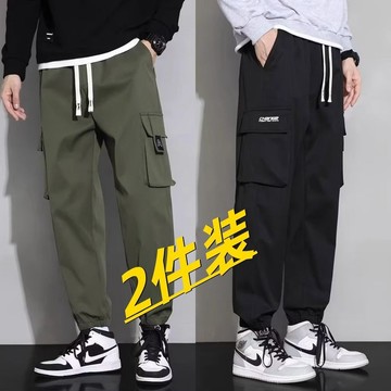 男生工裝褲 工裝褲 工作褲 美式工作褲 工作褲男 工裝褲男多口袋寬鬆大碼耐磨勞保長褲春款束腳運動褲汽修美式 男褲 長褲