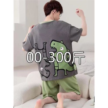 特大碼300斤睡衣男士夏季純棉短袖短褲青少年學生卡通家居服套裝