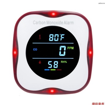 3合1一氧化碳報警器 (一氧化碳+溫度+溼度) 插入式一氧化碳檢測器 帶LCD顯示屏 聲光報警 一氧化碳濃度監測器 白+
