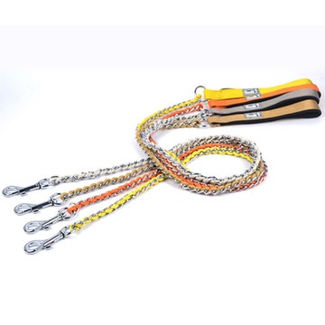 寵愛有家-鐵鍊棉線雙骨編織時尚感十足中大型犬外出牽引繩(寵物牽繩)