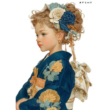 【12月新品4】07-114-0335 人物貼紙 和服復古