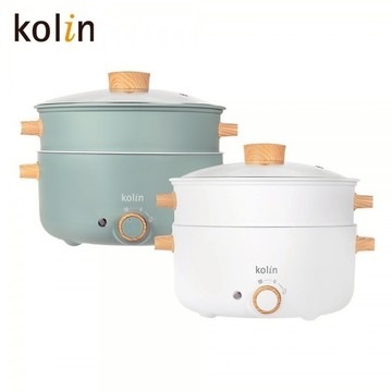 【Kolin歌林】3L多功能蒸煮料理鍋(KHL-SD2366) ｜霜皚白 雪柳綠  兩色可選 內含蒸籠 蒸籠可拆