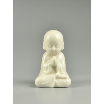 煮雪定瓷牙白釉曲陽原產地童子小擺件茶寵迷你茶玩中國風定窯