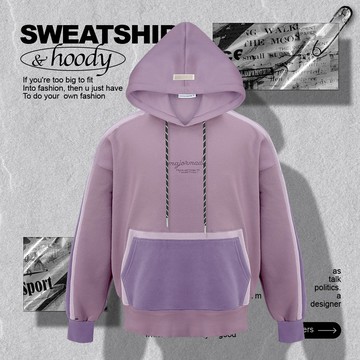 三代多拼接內刷毛帽T