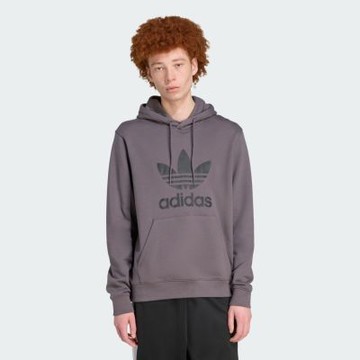 Adidas 愛迪達 Trefoil Hoody JY3765 男 連帽上衣 帽t 連帽長袖 灰 黑 亞版