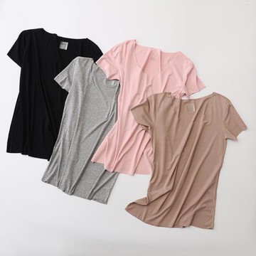 夏新女裝純色莫代爾無痕短袖t恤女一片式簡約寬松 韓版修身學生