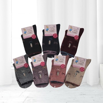比得兔精繡兔羊毛女襪-蝴蝶結-SK23017-2雙