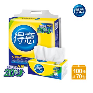 連續抽取式花紋衛生紙(100抽x10包x7袋)