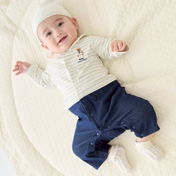 petit main 品牌旗艦店 童裝 【泰迪熊】【正版授權】水手領小熊連身衣 【日本直接出貨】