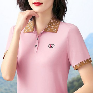臺灣速賣運動polo衫女夏季時尚翻領短袖T恤大碼女士休閒上衣韓版小衫 大尺碼女裝 POLO領上衣 夏季女裝 翻領短袖