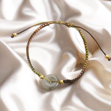 【願‧平安】冰種烏雞平安扣編織手鍊 | 天然緬甸A貨翡翠 | 送禮