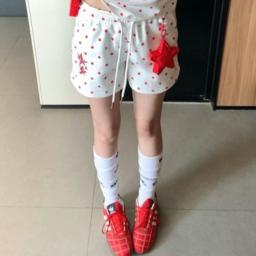 8619 人二次回購🫧美式復古星星印花掛件兩件套女夏季新款寬鬆短袖短褲休閒運動套裝9O1T