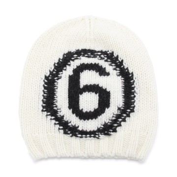 Mm6 Maison Margiela - Off White Wool Blend Signature Beanie