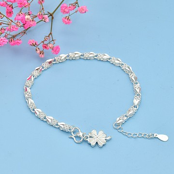 四葉草腳鏈999純銀手鏈女夏ins小眾設計閨蜜女生足銀手飾生日禮物