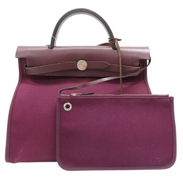 【二手名牌BRAND OFF】HERMES 愛馬仕 紫色 帆布 Herbag 31 肩背包 T刻