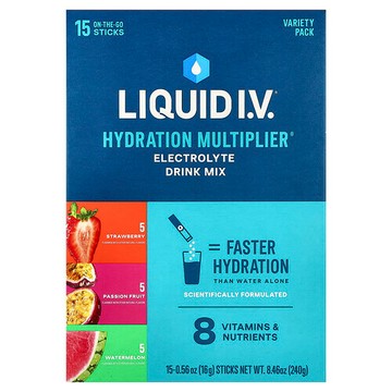 Liquid I.V., Hydration Multiplier®, Electrolyte Drink Mix, Variety Pack, 15 Sticks, 0.56 oz (16 g) Each