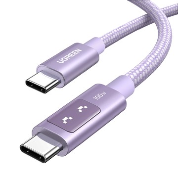 UGREEN 小機器人 100W 雙USB-C 粉紫色 充電線/傳輸線 1公尺