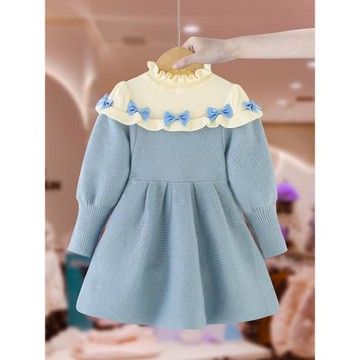 女童毛衣裙連衣裙秋冬款2025新款公主裙周歲禮服寶寶加絨針織裙子