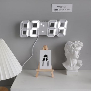 跨境熱銷3D數字鬧鐘clock 創意智能感光LED壁掛韓版學生電子鬧鐘