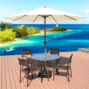 陽台小茶幾戶外室外桌椅套件藤編椅鐵藝陽台休閒歐式庭院傘三五件 99購物節